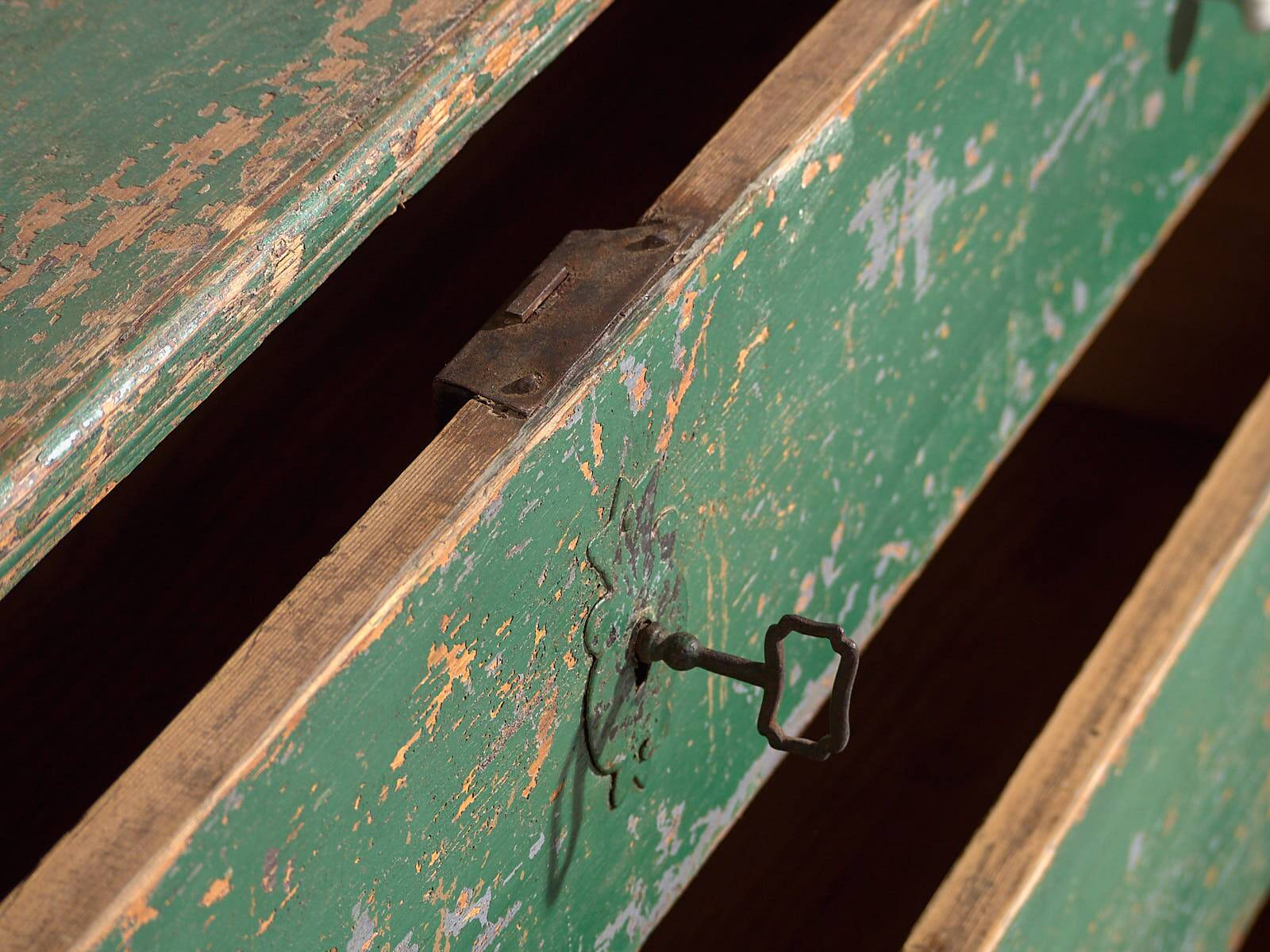 Large antique chest of drawers with green patina (c.1940) #62