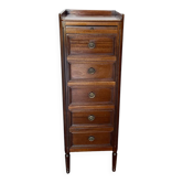 Chest of drawers with 5 drawers and one shelf, in solid wood