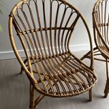 Vintage rattan shell armchairs