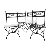 Lot de 4 chaises en fer forgé et bronze de chez Roche Bobois