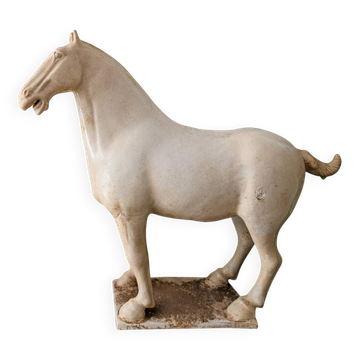 Grand cheval de style Tang en céramique craquelée  40 cm