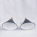 Swan neck enamelled sheet metal wall lights