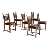 1970s, set 6 pcs of Danish dinning chairs, original good condition, oak wood.