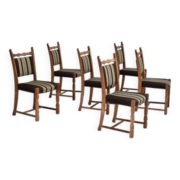 1970s, set 6 pcs of Danish dinning chairs, original good condition, oak wood.