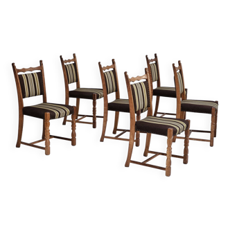 1970s, set 6 pcs of Danish dinning chairs, original good condition, oak wood.
