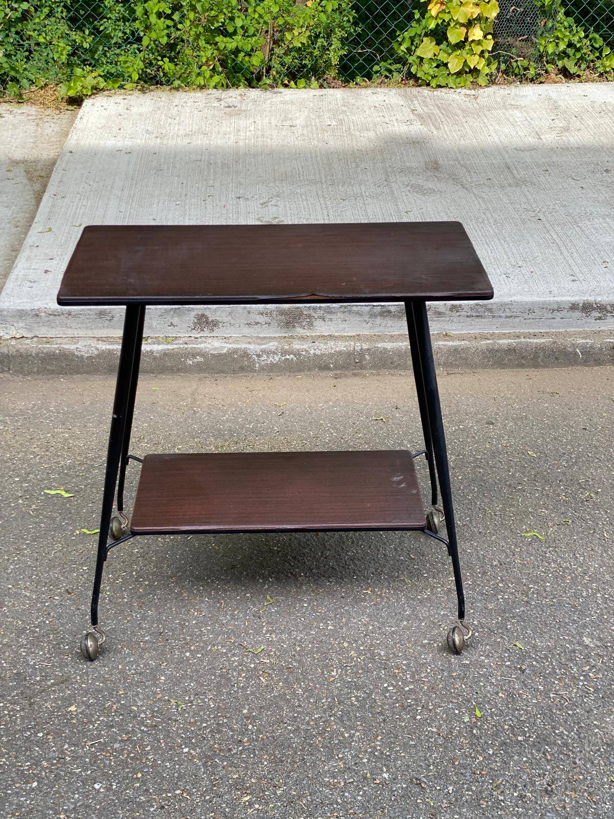 Desserte scandinave vintage en bois et acier