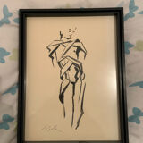 Original drawing signed C. La Salle - Stylised nude - 20th century.