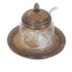 Engraved glass sugar bowl and silver-plated metal