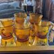 8 Vereco Daisy cups – amber glass – 1970s