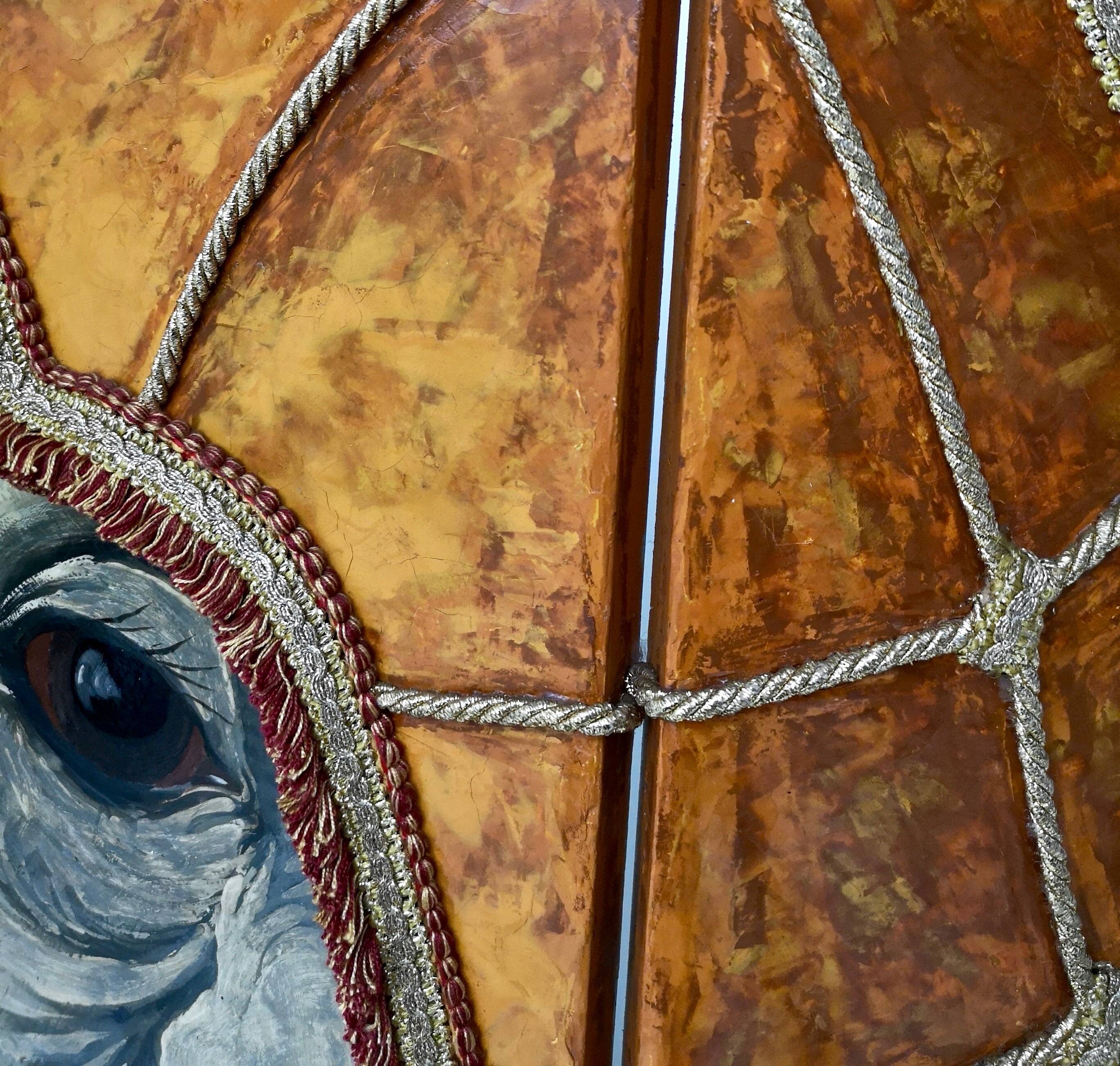 Postmodern five-panel room divider by doro with two asiatic elephants, italy