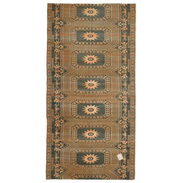 1970s Vintage Turkish Oushak Handmade Wool Cotton Orange Area Rug 170x340