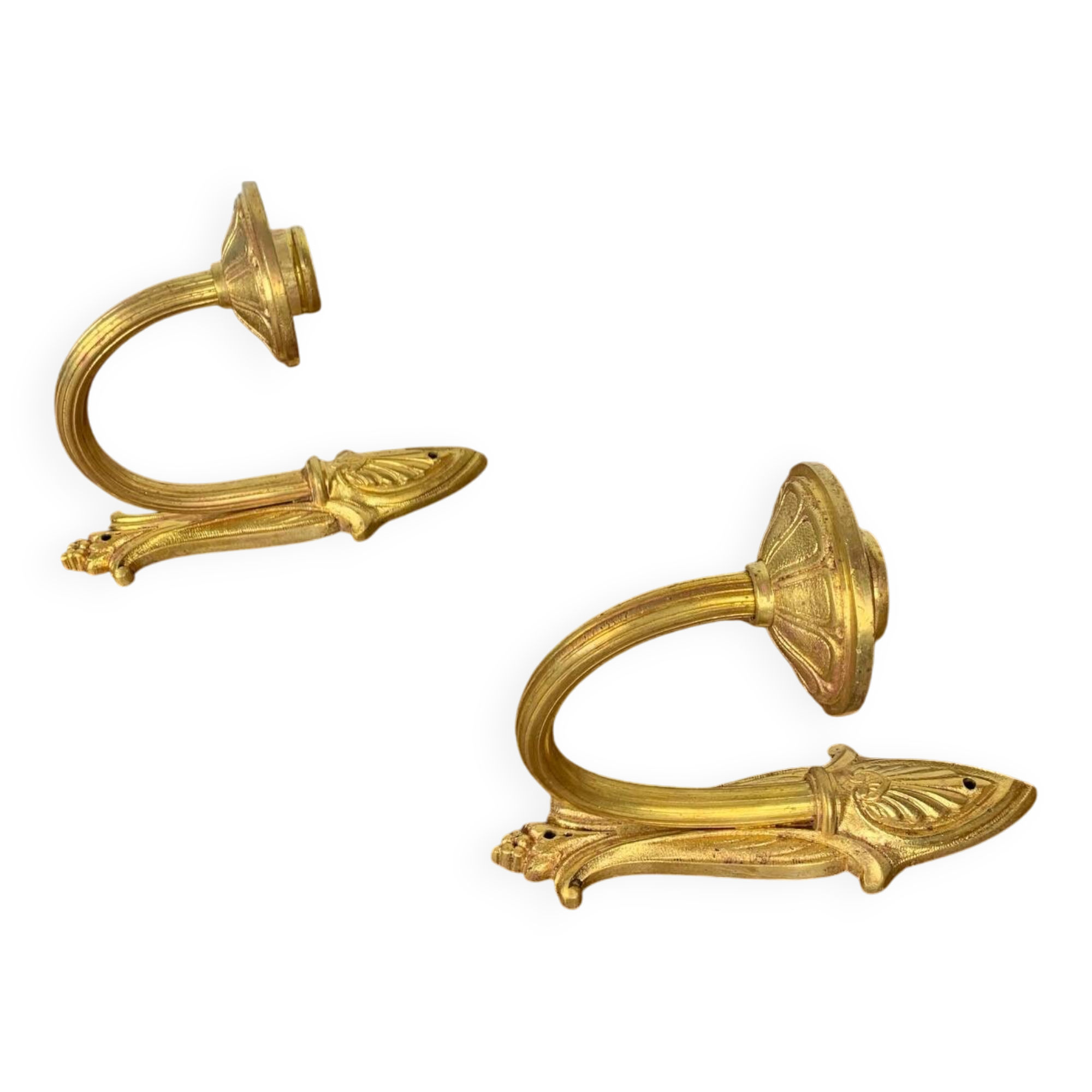 Pair of brass candle wall sconces, neoclassical style