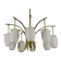 Midcentury 9-Arm Brass Chandelier with  Lacquer & Opaline Glass. Italy 1950