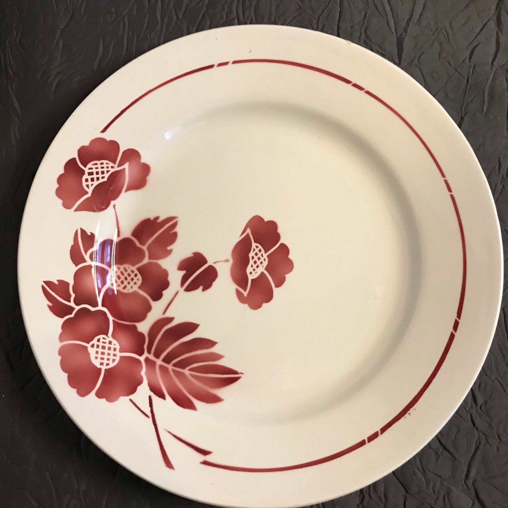 Lot of 3 plates art deco pattern 1940s
