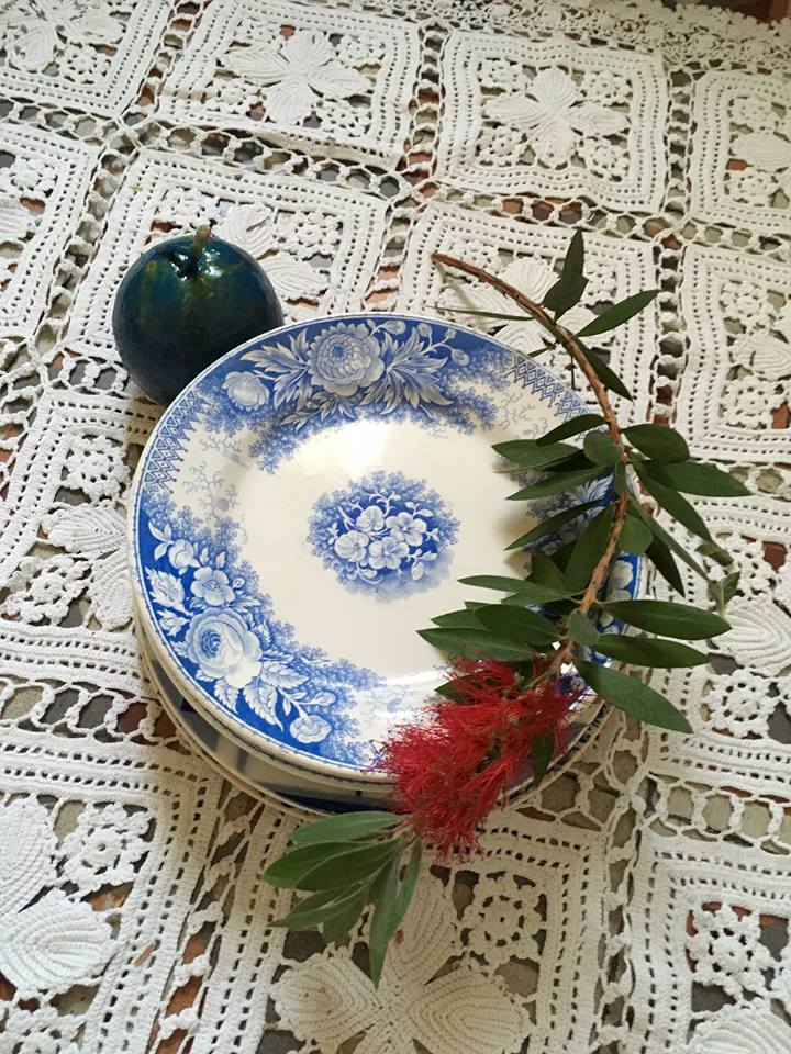 Composition of eight blue plates