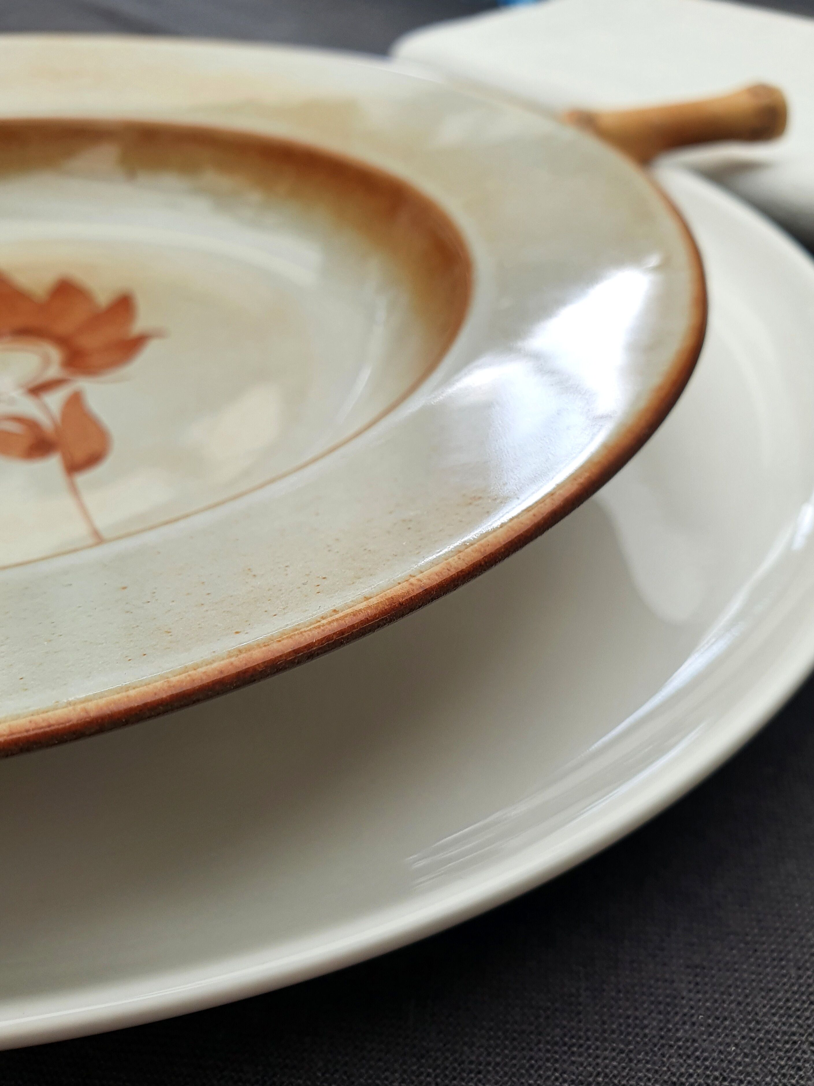 Series of 9 hollow plates pond sandstone