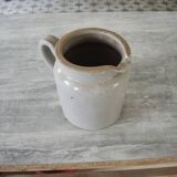 Antique White Enameled Stoneware Pitcher