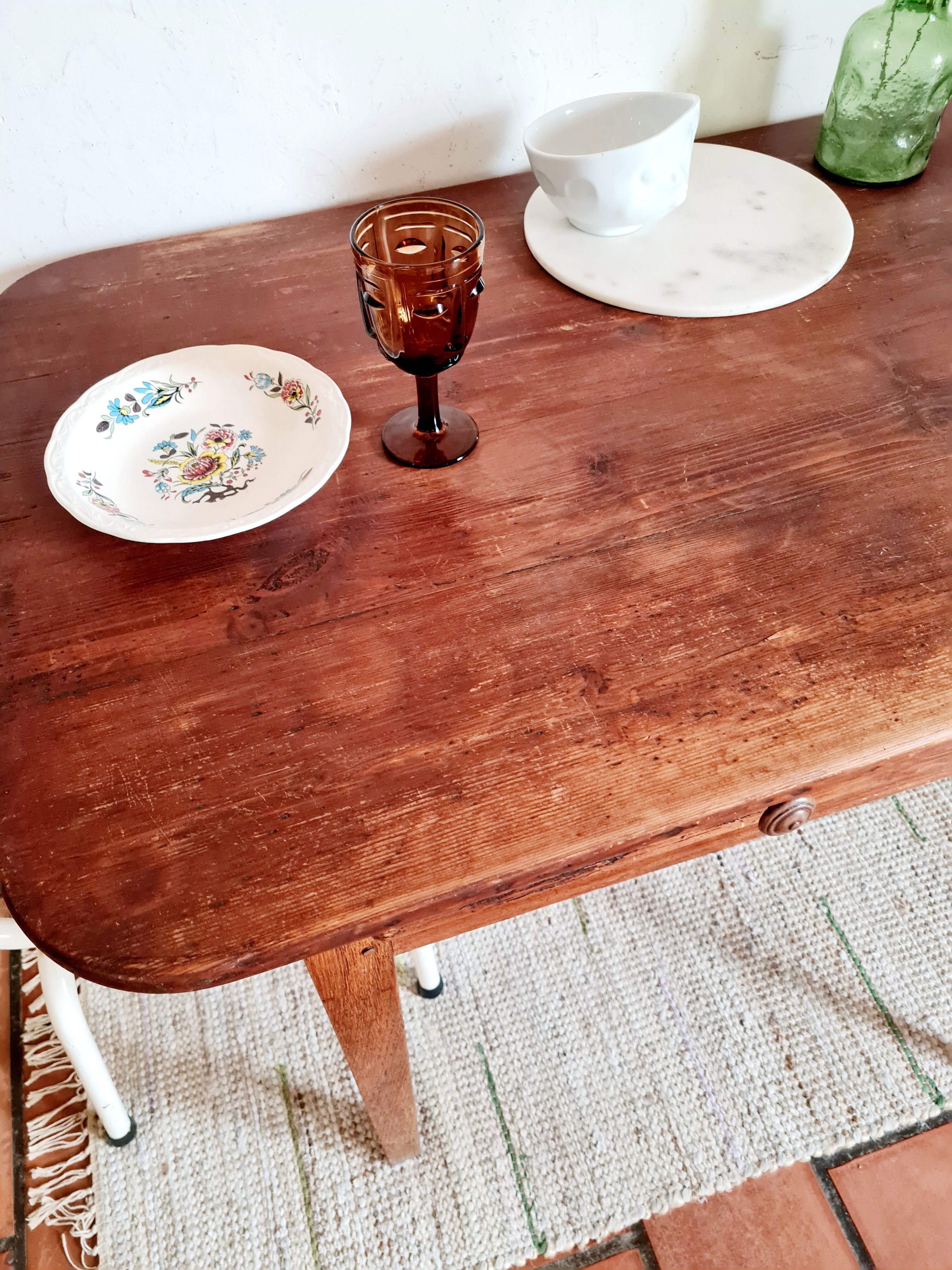 Old farm table 2 drawers