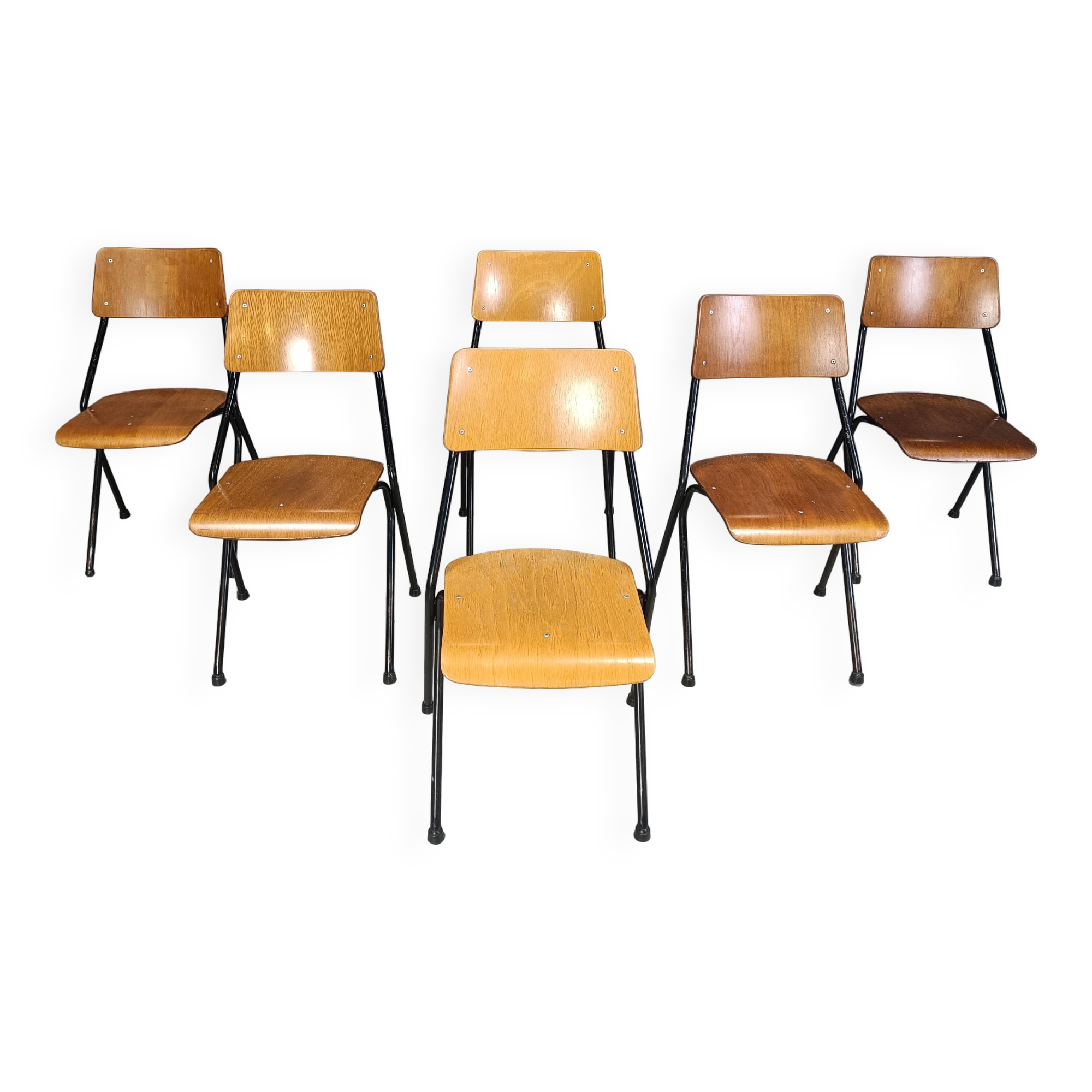Post modern plywood dining chairs, 1970s