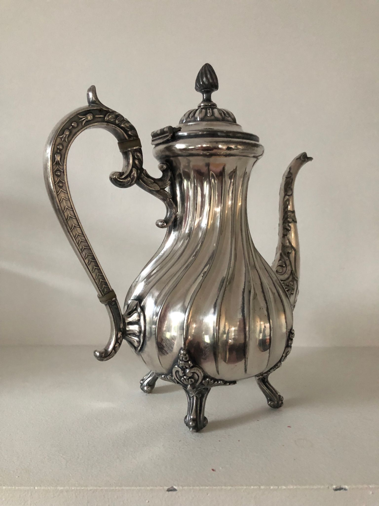 Silver-plated coffee pot and sugar bowl
