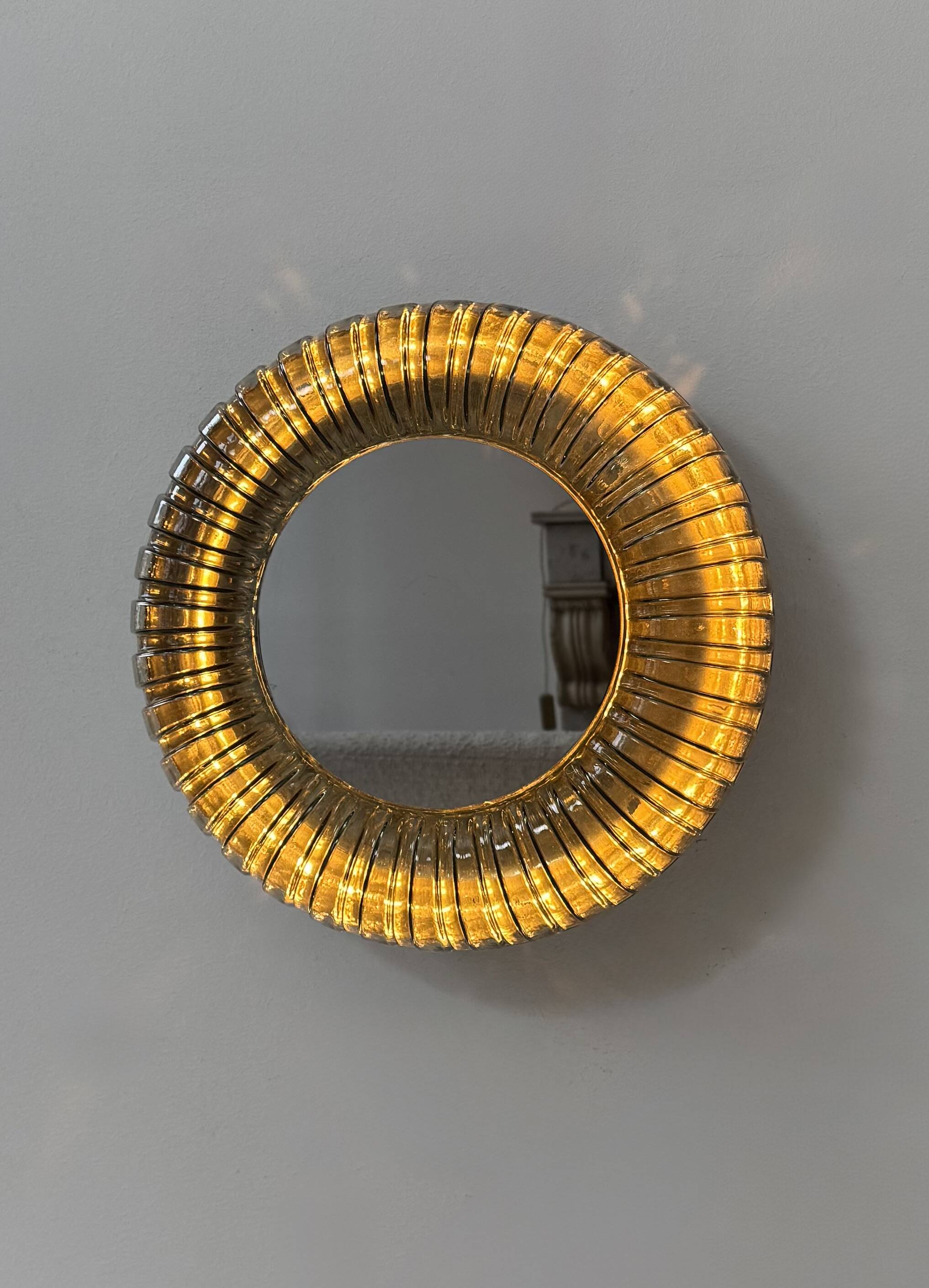 Vintage wall light, Murano glass and polished stainless steel, Italy, 1960.