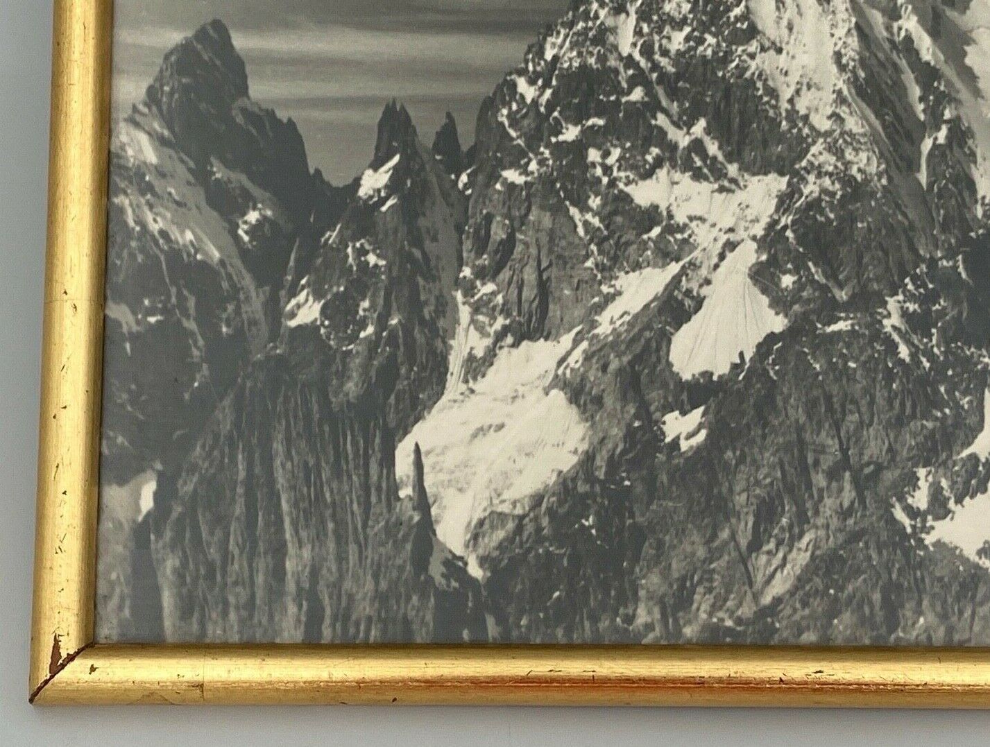 Old artistic photo in black and white Mountain Golden frame