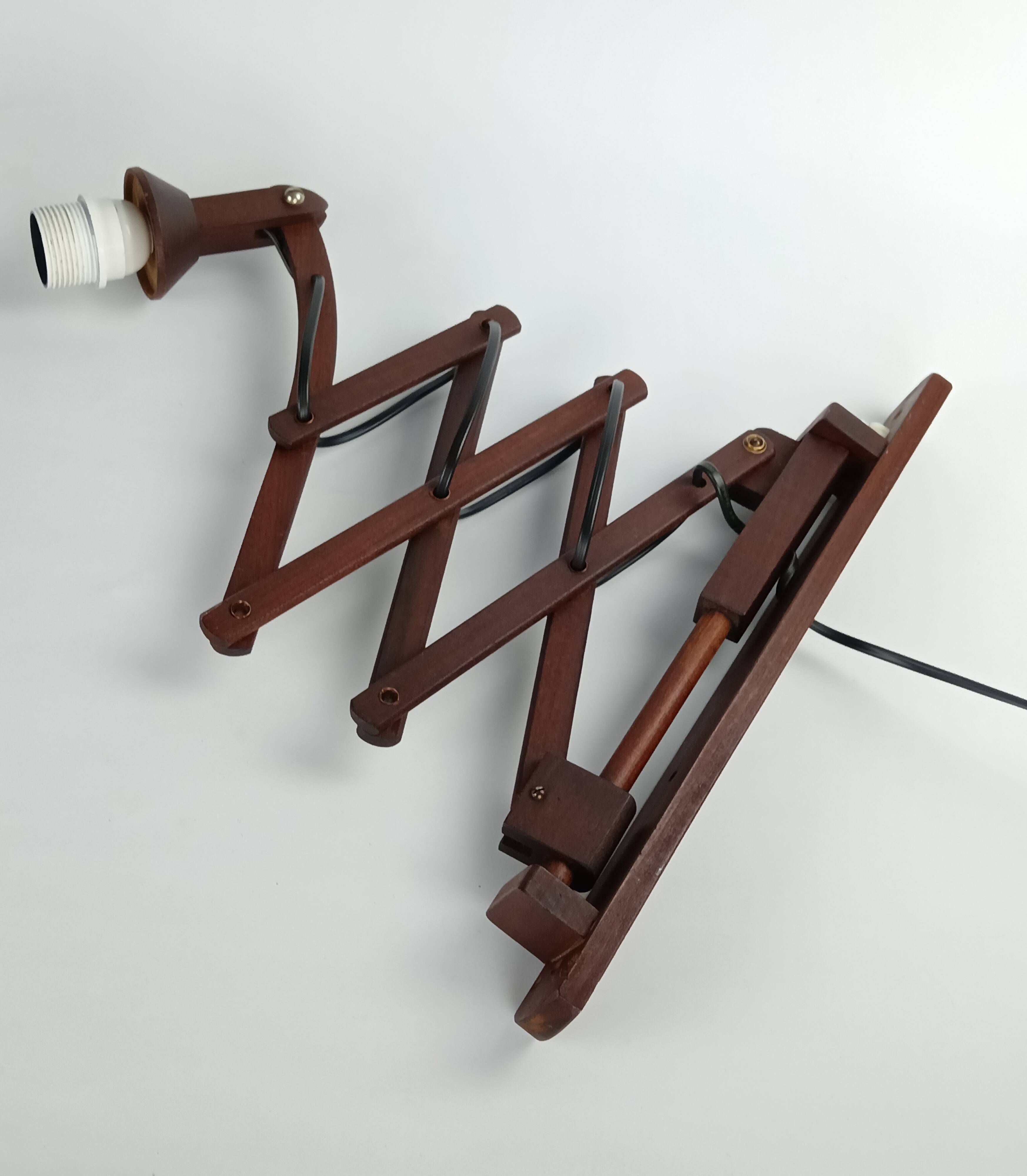 Scandinavian teak accordion lamp from the 1960s.