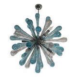 Murano Glass Light Blue and Clear Sputnik Italian Chandelier