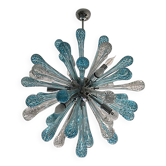 Murano Glass Light Blue and Clear Sputnik Italian Chandelier