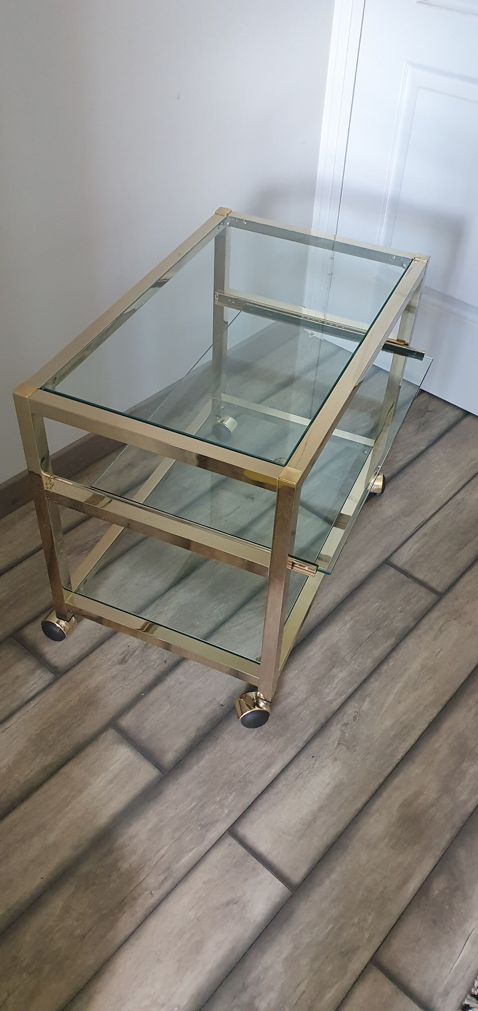 Metal and glass serving trolley