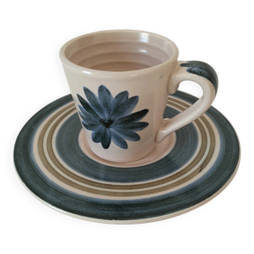 Tasse et soucoupe en céramique bretonne Gourin Triskell