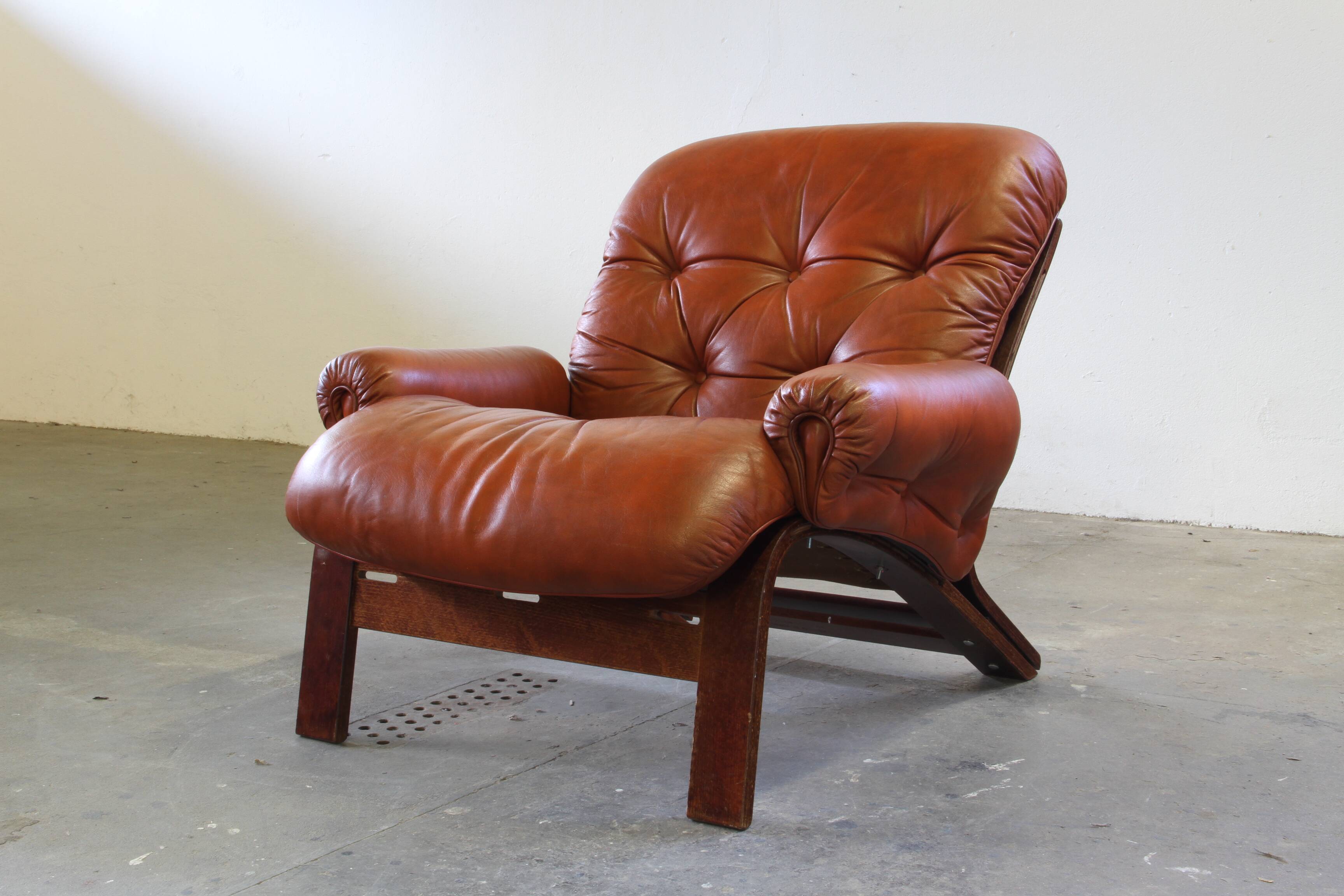 Vintage 1970s Leather Lounge Chairs by Elsa & Nordahl Solheim for Rybo Rykk