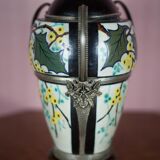 Ceramic vase with silver frame, vase signed by Argyl, Art Nouveau vase, art deco, collection