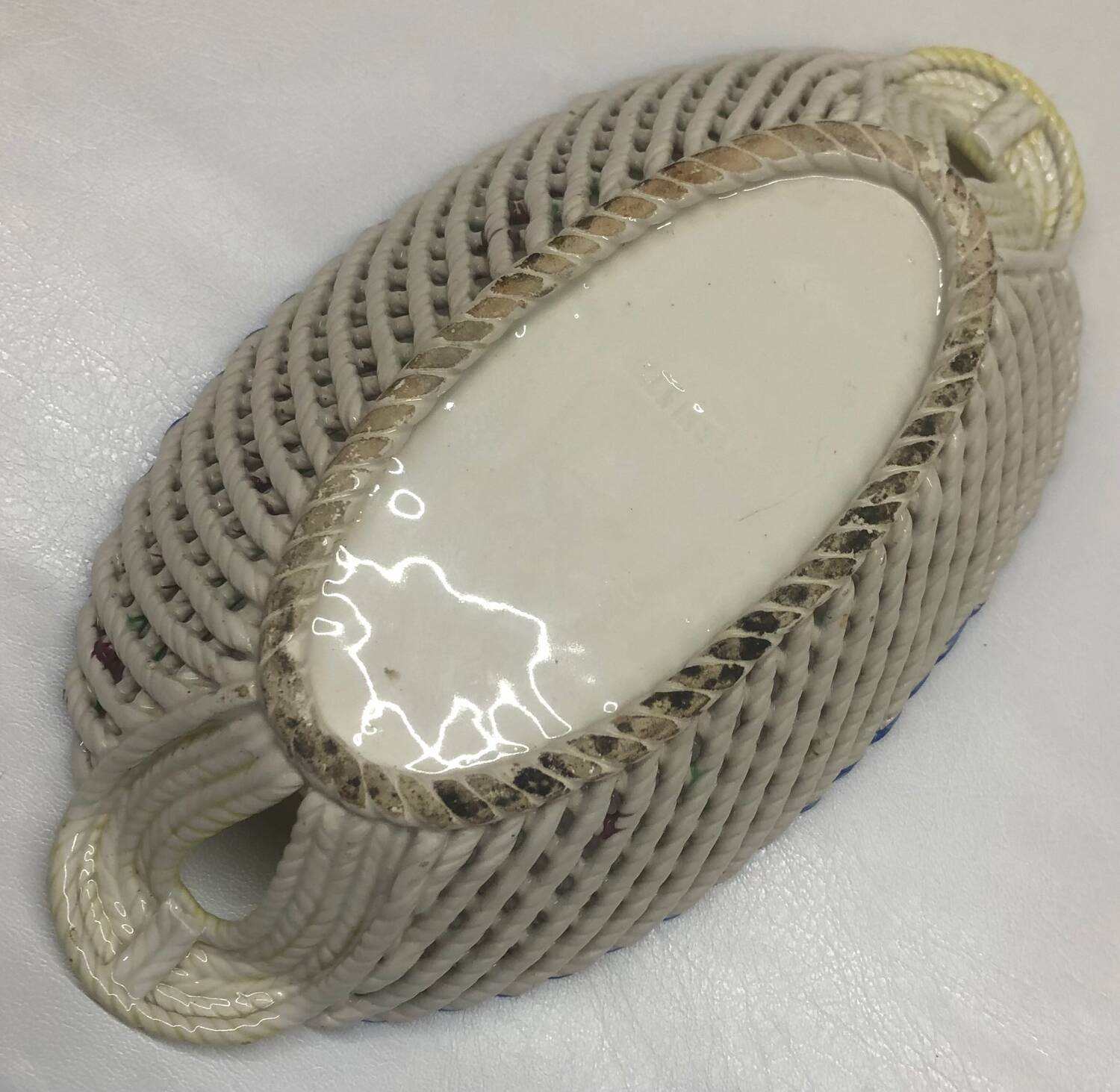 Vintage Spanish ceramic basket dish