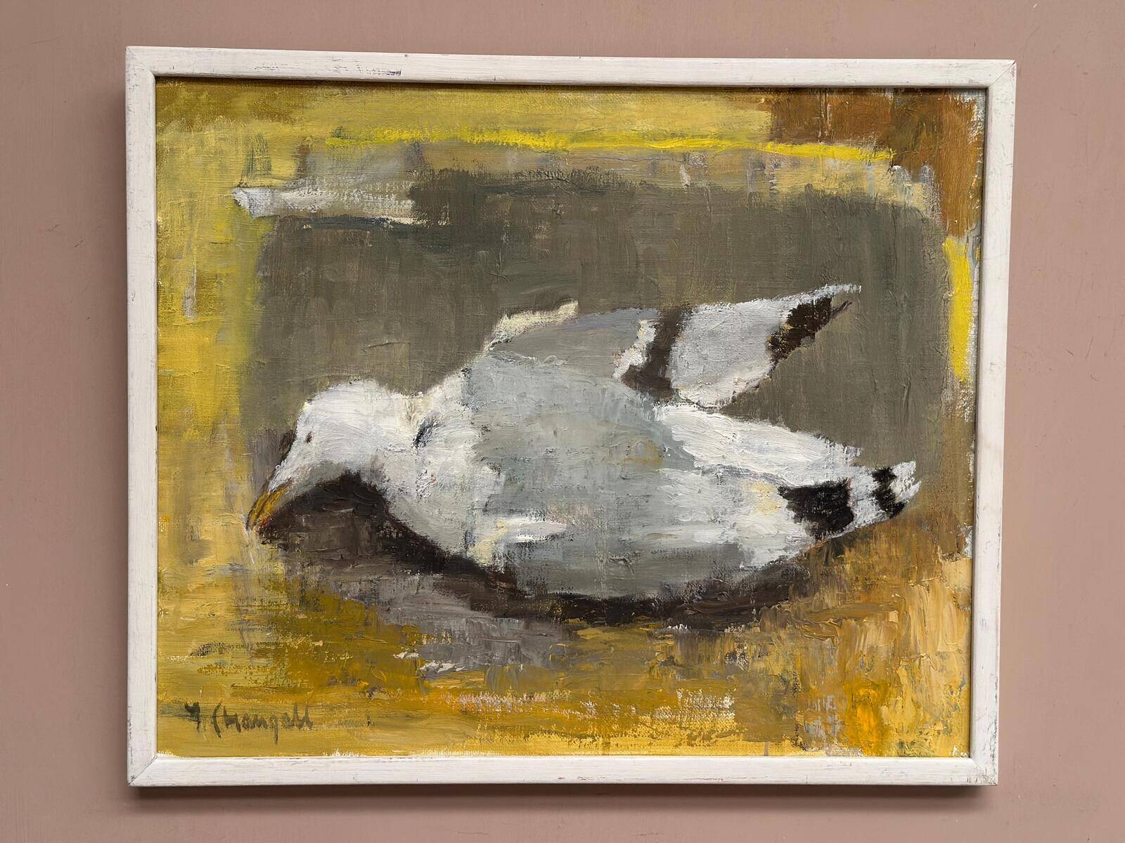 Original Swedish Oil on Canvas – “Seagull” by Ingeborg Stragnell – Signed