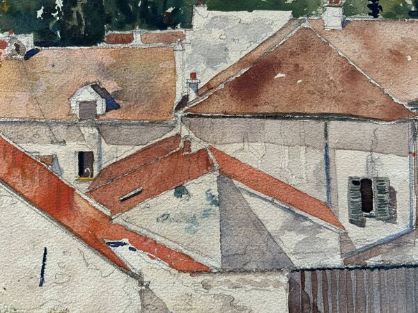 Aquarelle signée, datée 1955 / Taverny