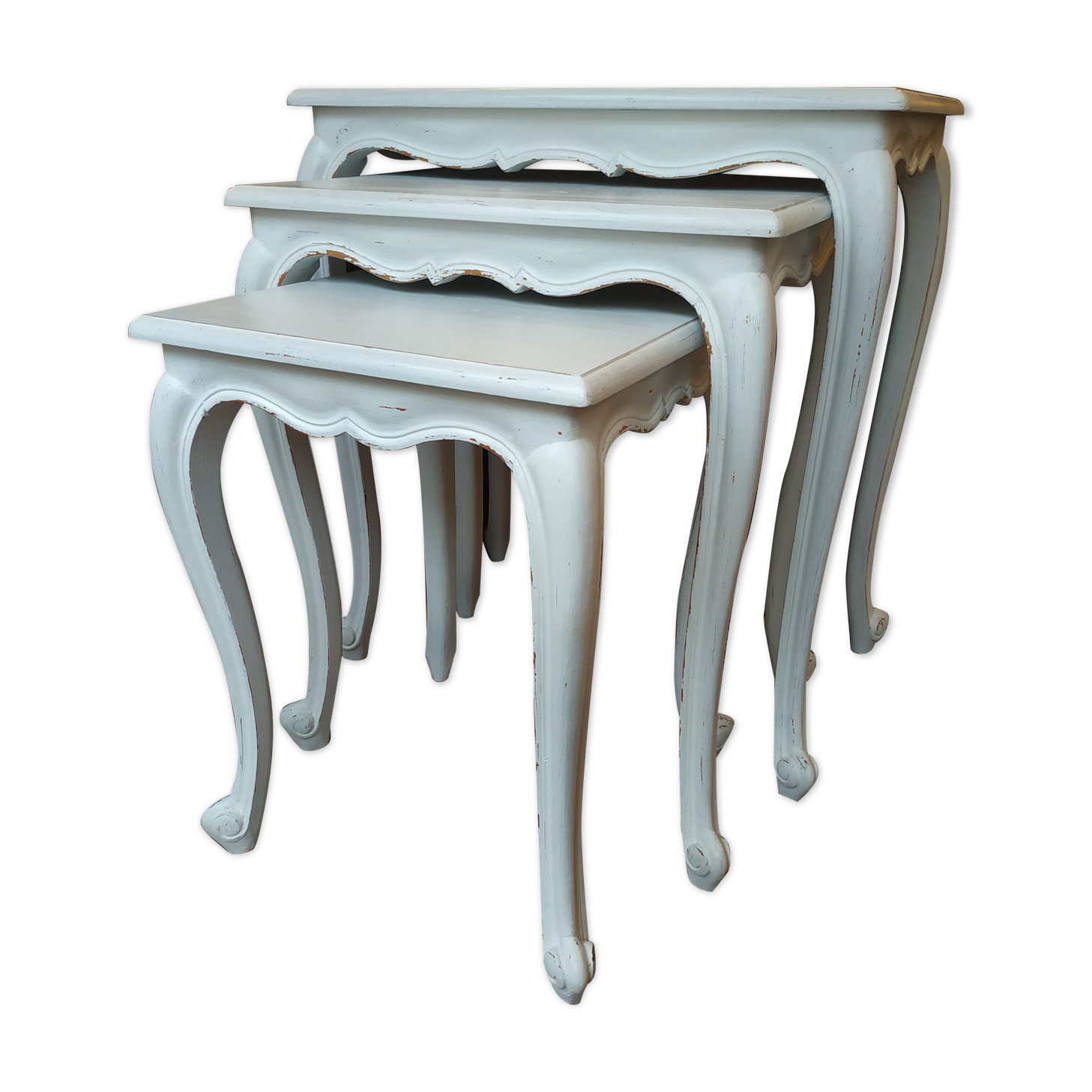 3 trundle tabs made of aged rechampi wood