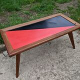 Old Scandinavian coffee table with vintage compass foot circa 1970