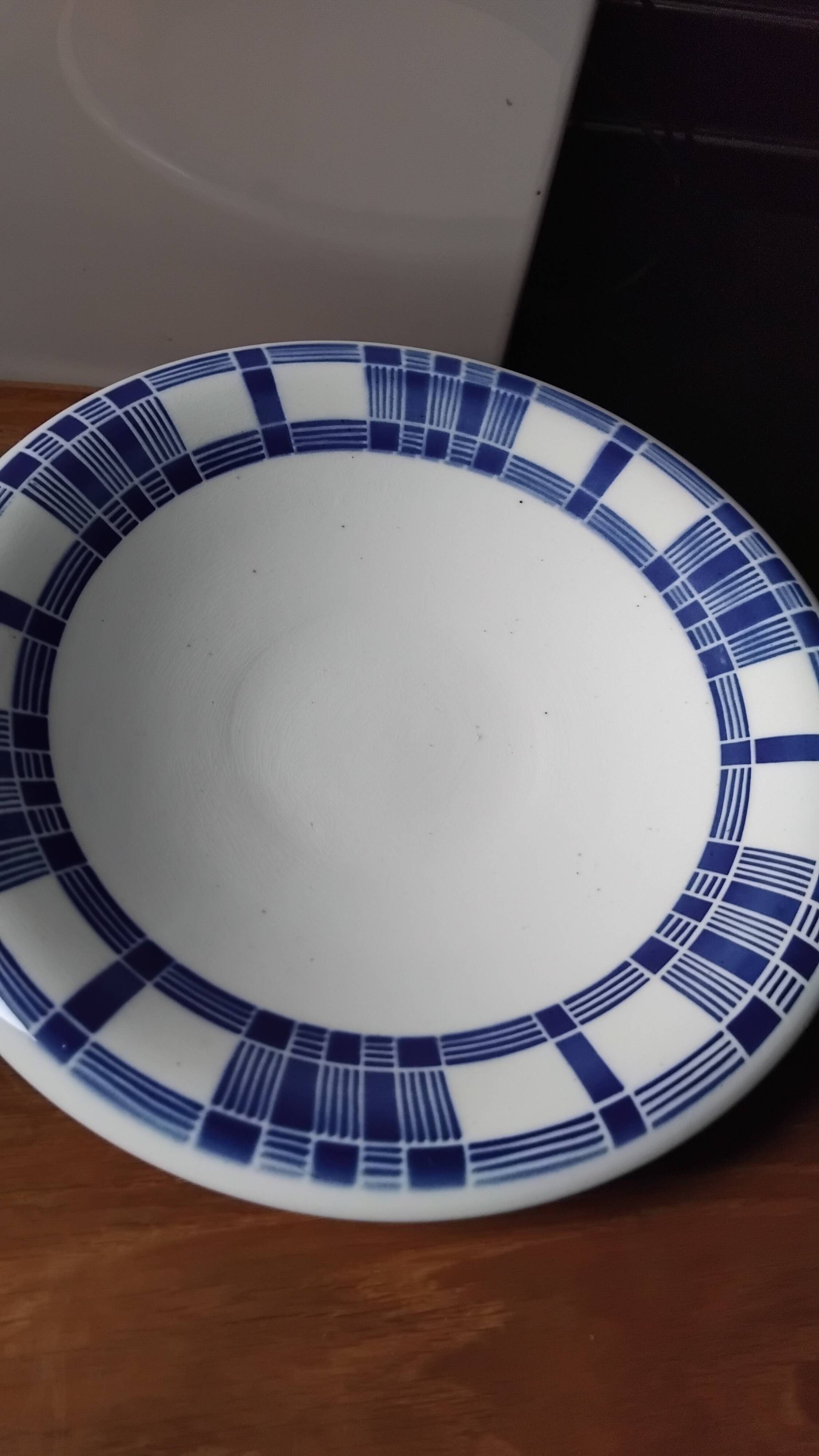 Set of two deep plates, Badonviller Aurore earthenware.
