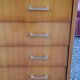 Vintage chest of drawers from the 60s in blond oak 4 drawers conical feet