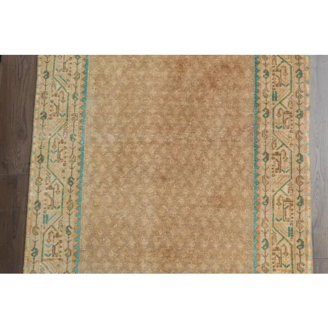 1970s Vintage Turkish Oushak Handmade Wool Cotton Orange Runner Rug 108x312