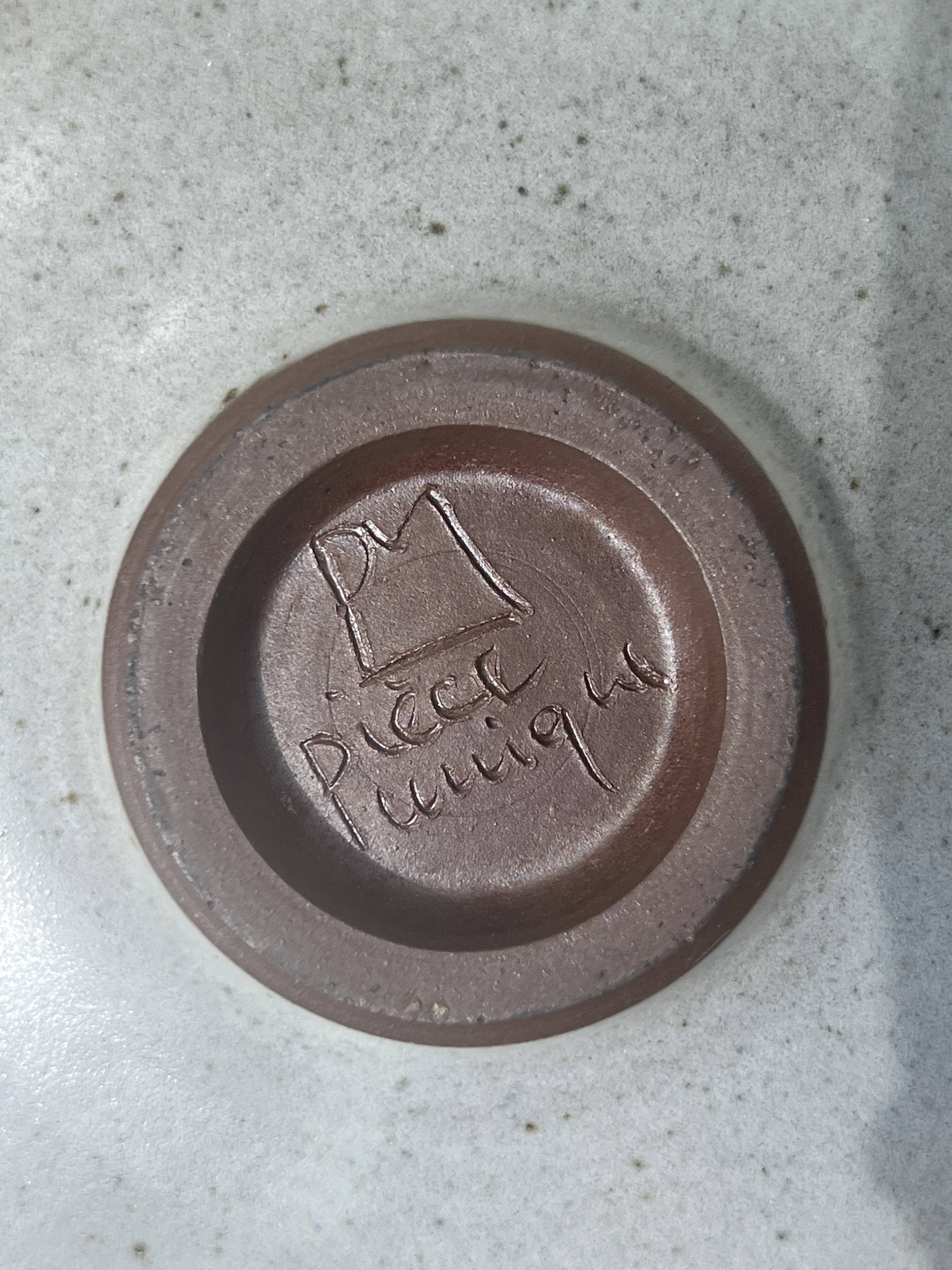 Bowl / ceramic pocket tray, glazed and signed, Brittany 1970