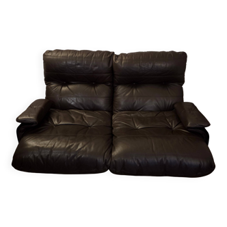 "Marsala" Canapé – Michel Ducaroy – Chocolate leather - Vintage collector