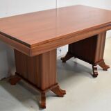 Rectangular table in solid mahogany and plated 1930/1940
