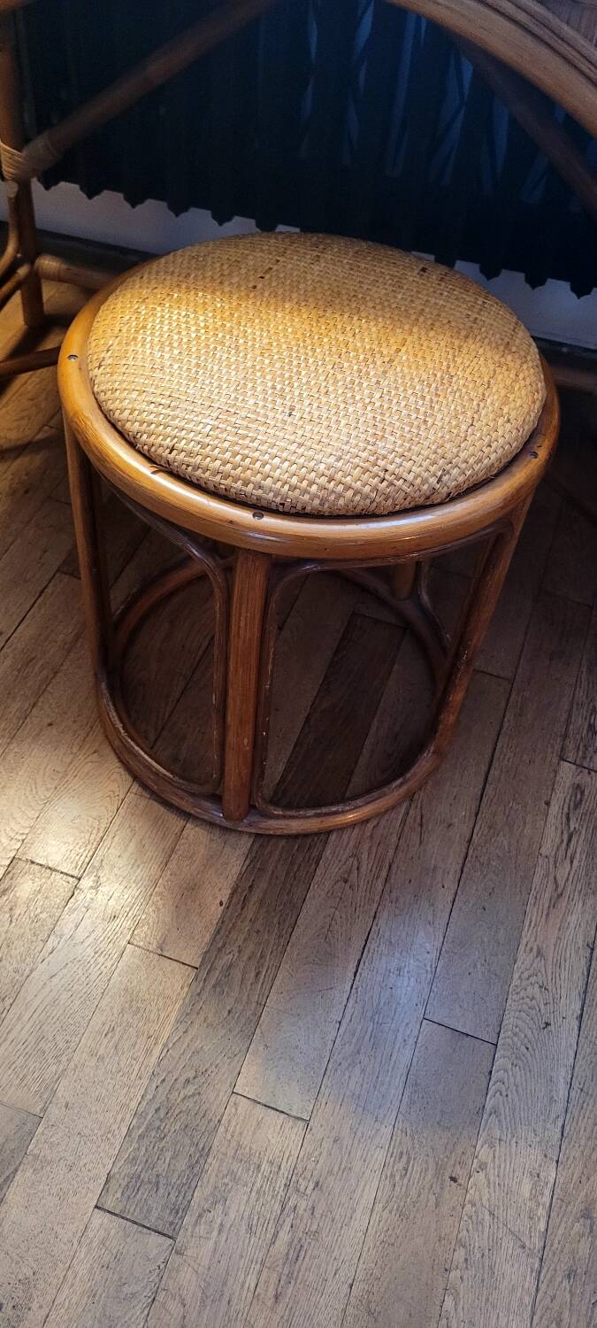 Magnificent bamboo dressing table and its stool.