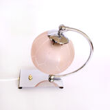 Lampe en chrome et en verre rose art déco