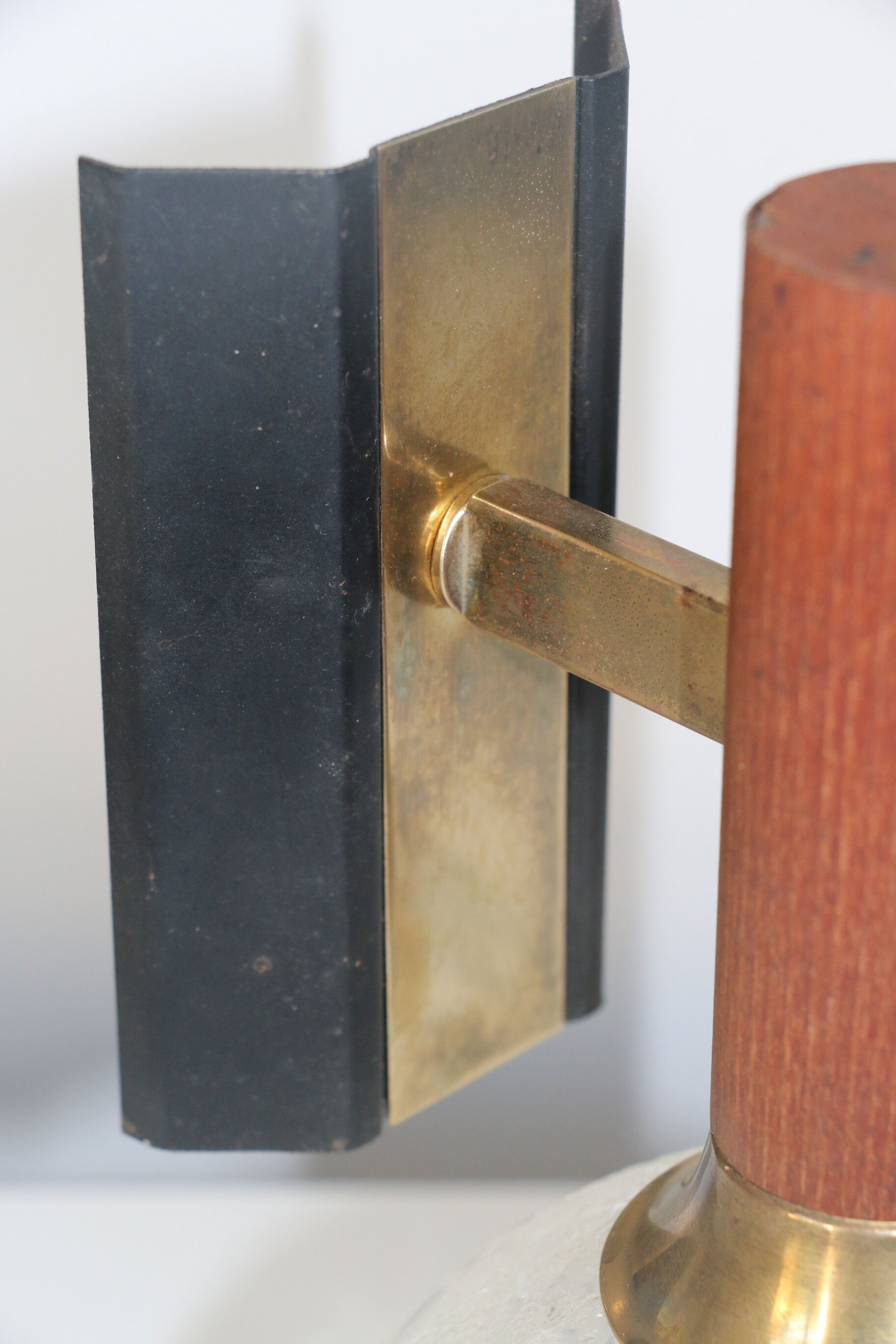 Wall lamp teak metal and glass