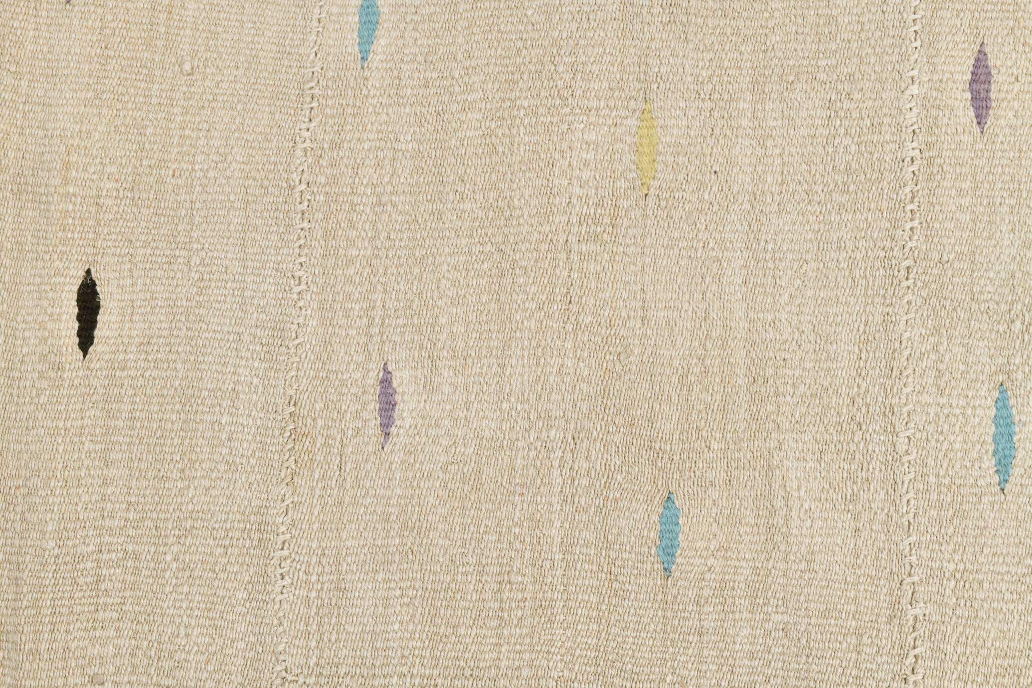 Tapis Kilim Minimaliste Beige Naturel à Motifs Ethniques, 164x225 Cm