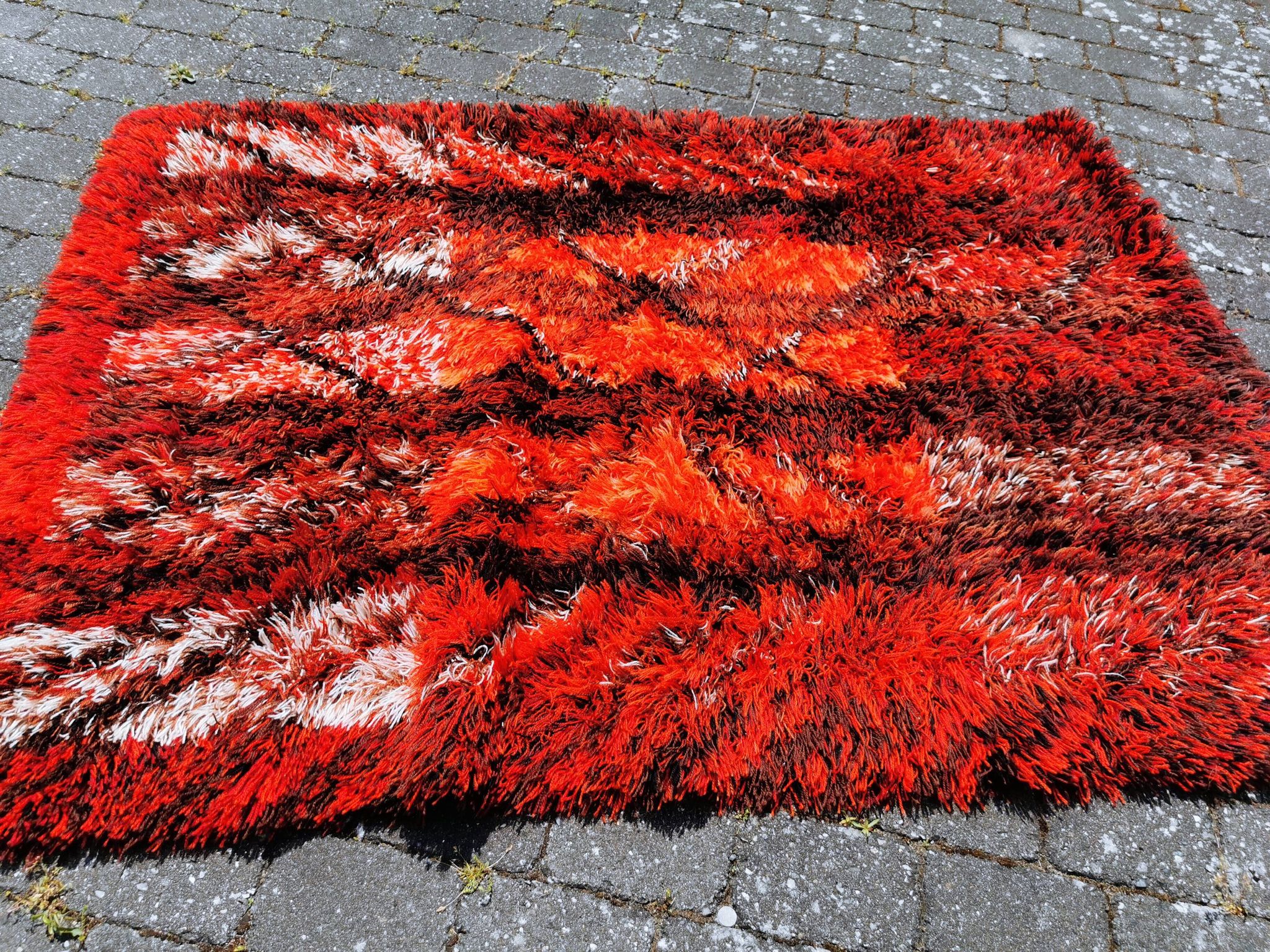 Swedish handmade wool - rya rug. estimated 1960s.