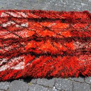 Swedish handmade wool - rya rug. estimated 1960s.